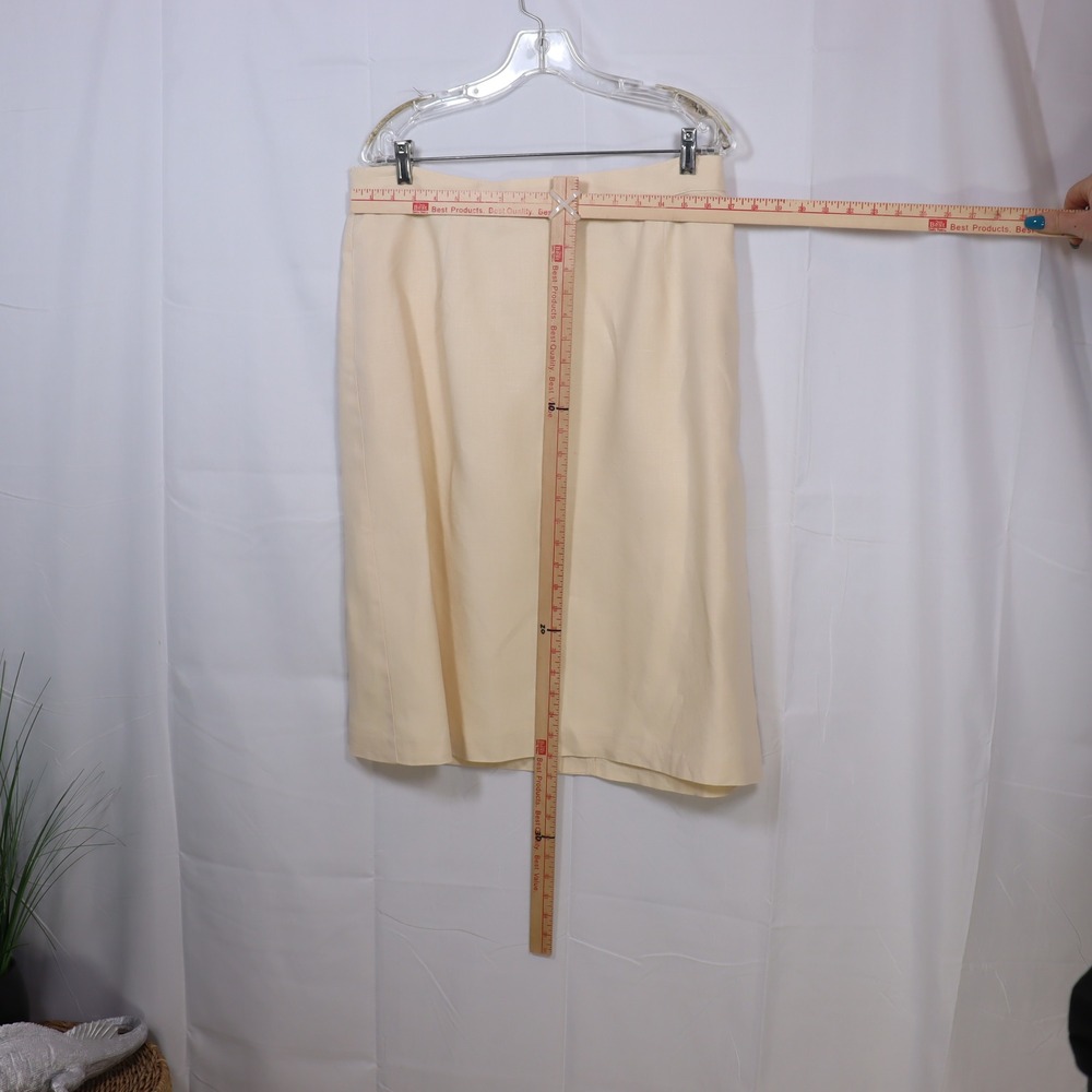 Stanley Blacker Linen Skirt‎ Suit Cream Ivory Blazer Set Women Classic Career - Picture 5 of 5